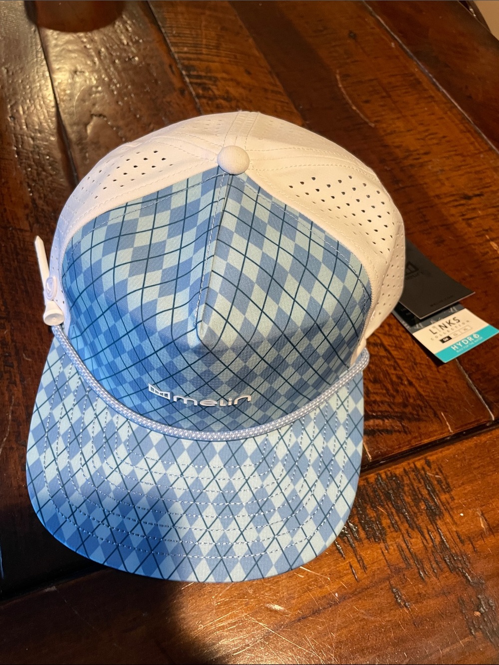 Links of London Blue Argyle Golf Cap - White Mesh Panels